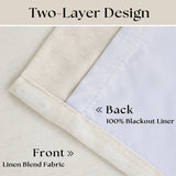 102 Inches Long Pinch Pleated Linen Blackout Curtains for Bedroom Back Tab Track Memory Trained Shape Farmhouse Light Blocking Curtains 102 Inch Length for Living Dining Room Darkening Drapes Cream TWODRAPES