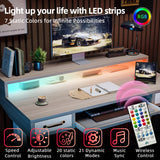 TIQLAB 55 x 28 Inch Height Adjustable Electric Standing Desk with Double Drawers&Keyboard Tray, Stand Up Desk with LED Strips&Monitor Stand, Light Walnut TIQLAB