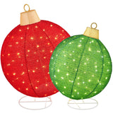 Best Choice Products 2pc Lighted Pop-Up Outdoor Christmas Ornament Set, Holiday Ball Decoration w/ 180 LED Lights, 8 Light Functions - Red/Green Best Choice Products