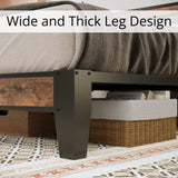 LIKIMIO Vintage Brown and Grey Full Bed Frame with Storage Headboard and Charging Station LIKIMIO