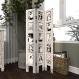 Deco 79 Wooden Partition Room Divider Screen Hinged Foldable Partition 3 Panel Privacy Screen with 15 Photo Slots, Room Partition 27" x 1" x 51", White Deco 79