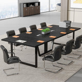 Tribesigns 8FT Conference Table, 94.49 L x 47.24 W x 29.53 H Inches Large Meeting Podcast Table for 10 People, Business Style Wooden Training Table with Strong Metal Frame for Office Conference Tribesigns