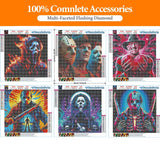 DAZZLEDOTS Diamond Art Kits for Adults, 6 Pack Horor Movies Diamond Painting Kits for Beginner Halloween DIY 5D Full Drill Diamond Dots Crafts for Home Wall Decor Gifts 12x12 Inch DAZZLEDOTS