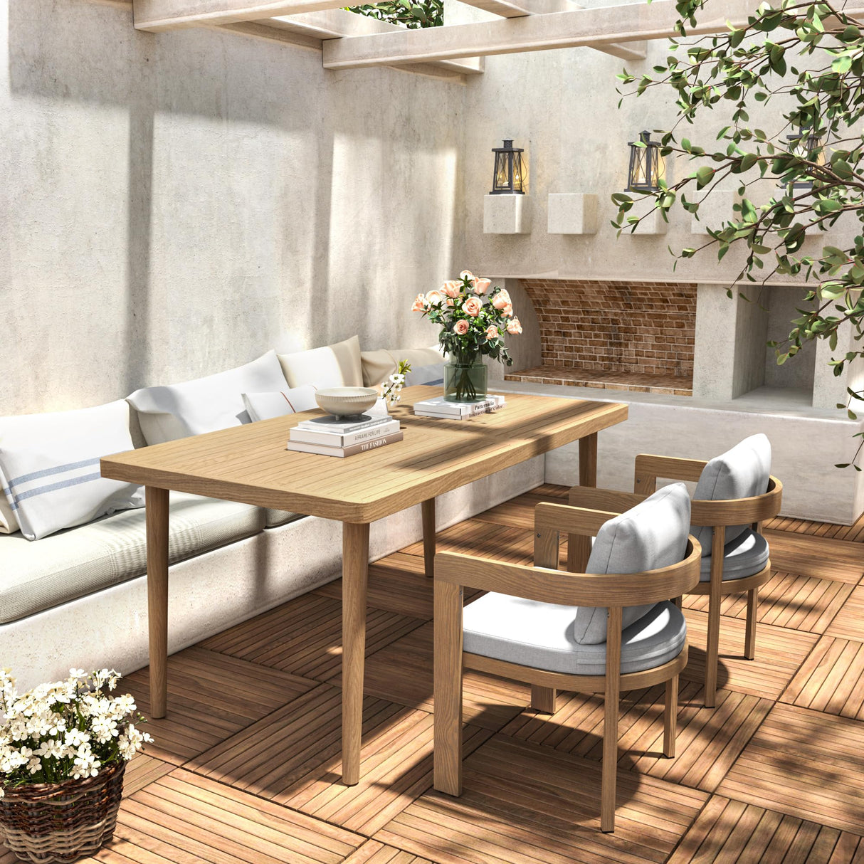 GDFStudio Dining Chairs Set of 2, Aluminum Patio Chairs with Beige Cushion,Modern Armchair Seating for Outdoor Indoor Backyard Poolside Balcony 300 Lbs Heavy Duty 31" H Light Gray,Teak GDFStudio