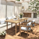 GDFStudio Dining Chairs Set of 2, Aluminum Patio Chairs with Beige Cushion,Modern Armchair Seating for Outdoor Indoor Backyard Poolside Balcony 300 Lbs Heavy Duty 31" H Light Gray,Teak GDFStudio