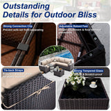 ASJMR Outdoor Patio Furniture Set, 12 Pieces Outdoor Sectional Furniture High Backrest Patio Sofa, All-Weather PE Rattan Patio Conversation Set with Coffee Table & Cushions(Brown). ASJMR