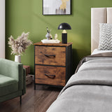 WLIVE Night Stand, Small 2 Drawer Dresser, Nightstand with Fabric Bins for Bedroom, Closet, Dorm, Rustic Brown Wood Grain Print, 11.8" D x 15.7" W x 20.9" H WLIVE