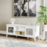 Lavish Home TV Stand - 55-inch Storage Cabinet with 2 Cubbies and 2 Shelves - Entertainment Center for Living Room, Bedroom, or Entryway (White) Lavish Home