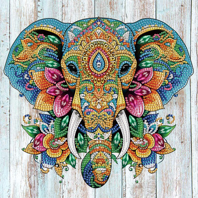 Tontut Elephant Diamond Art Painting Kits, 5D Special Shape Beginner Crystal Diamond Art Painting for Home Wall Decor Gifts 12×12 inch