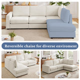 Mofolit 100“ L Shaped Couch with Reversible Chaise Sectional Sofa Corner Couches for Living Room,Apartment and Compact Spaces(Cream) Mofolit