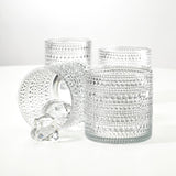 Whiskey Decanter Set for Men, 4 Rocks Drinking Glasses for Spirits, Whiskey, Bourbon, Liquor. Clear Embossed Hobnail Style Decanter Sets Gifts for Men Dad Him -Glavers Glaver's