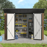 UDPATIO Outdoor Storage Shed 8x4 FT, Outside Sheds & Outdoor Storage Metal Galvanized Steel Yard, Patio, Lawn, Tool Shed with Lockable Door for Can, Bike, Lawnmower, Generator,Brown UDPATIO
