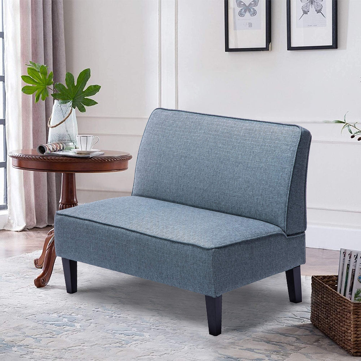 Changjie Furniture Small Loveseat Sofa Upholstered Mini Couch for Small Spaces 2-Seater Sofa Couch with Wooden Legs for Bedroom Living Room (Prints) Changjie Furniture