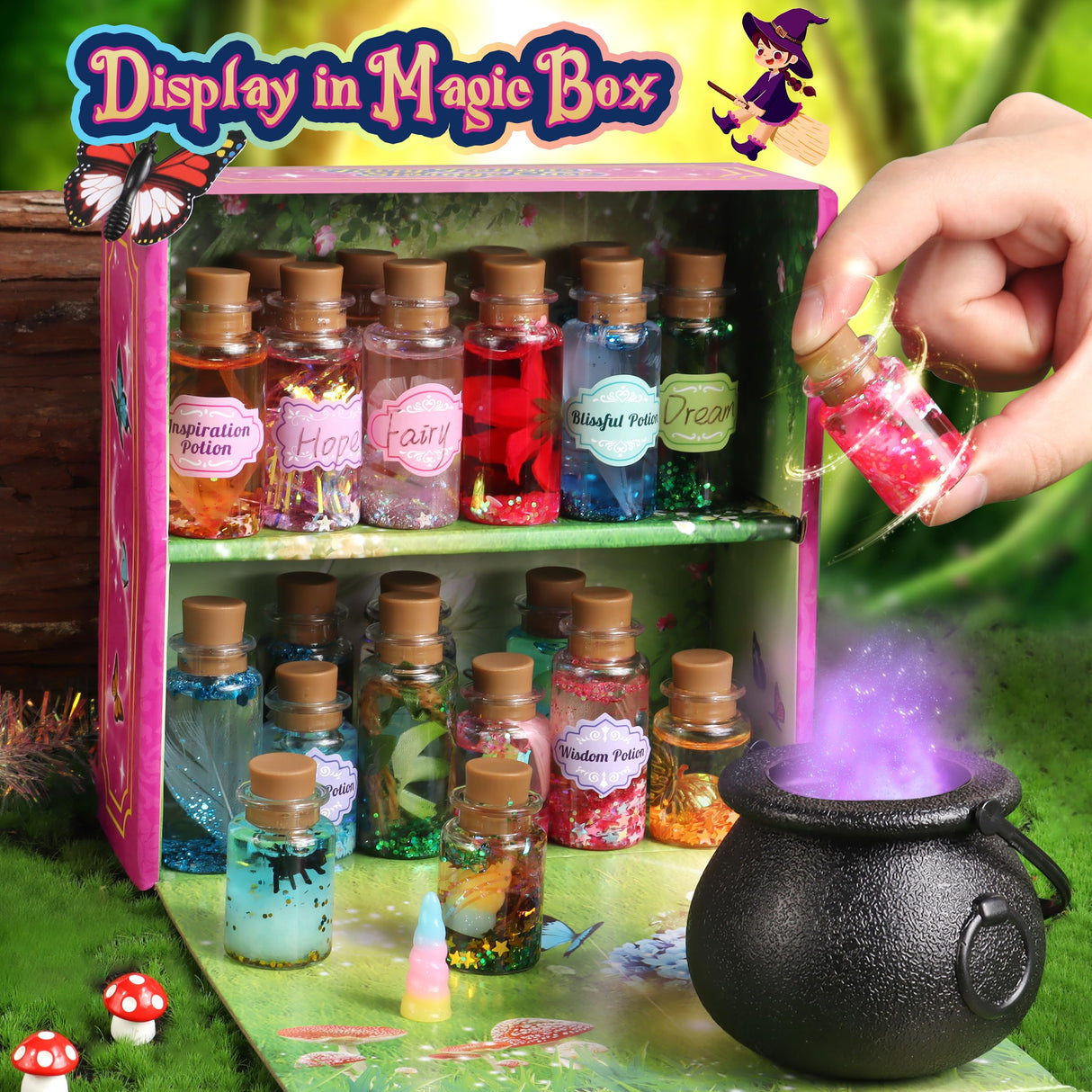 wookidel Fairy Magic Craft Kit for Kids with 20PCS Potion Bottles - Fairy Magical Potions Making Craft Kit - Gift for Christmas, Birthday, Creative Art Craft Kit for Girls Boys 6 7 8 9 10 Year Old wookidel
