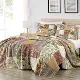 Chezmoi Collection Delaney 3-Piece Floral Patchwork Pre-Washed 100% Cotton Quilt Set, King Chezmoi Collection