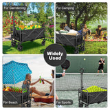 TWOCORN Collapsible Foldable Wagon,Beach Wagon Cart Heavy Duty with Wheels Foldable,Utility Folding Grocery Wagon for Camping Sports Outdoor Activities(Black) twocorn