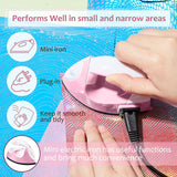Honoson Mini Craft Iron Mini Heat Press Small Iron Portable Handy Tiny Flatiron with Charging Base Accessories for Fuse Beads Patch DIY Shoes T-Shirts Heat Transfer Vinyl Projects(Light Pink) Honoson