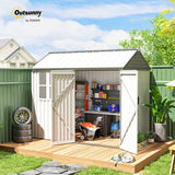 Outsunny 8' x 6' Outdoor Storage Shed, Metal Garden Shed with Window & Double Lockable Door, Outdoor Tool Shed Storage with Sloped Roof for Backyard, Patio, Garage, Lawn, White Outsunny