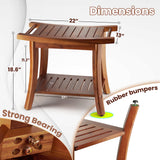 Tinamo Acacia Wood Shower Benches for Inside Shower - Wooden Shower Stool Waterproof for Shaving Legs - Bench Seat with Storage Towel Shelf for Bathroom - Chair Spa Bath (22" x 13" x 18.6") (Acacia) Tinamo