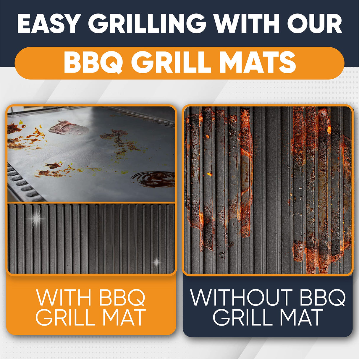 Large Non-Stick BBQ Grill Mat by Linda's Essentials (3 Pack) - Reusable Heat Resistant BBQ Mats for Grilling - Must Have BBQ Accessories Grill Mats for a Easy Clean Linda's Essentials