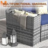 Amopatio Outdoor Patio Sectional Furniture Sets, 11 Pcs Curved Patio Couch with Storage Armrest Table and 4 Pillows, Half-Moon Outdoor Sofa Fit Porch Poolside Garden (Included Waterproof Cover) Amopatio