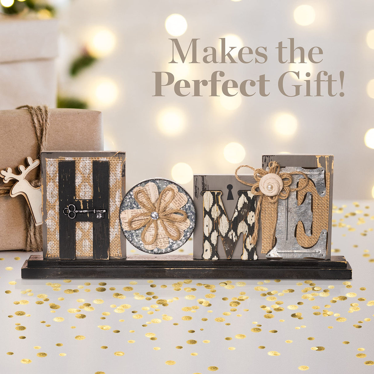 Young's Inc. Wood Block Tabletop Sign - Attractive Living Room Decor - Rustic Centerpiece Table Decorations - Home Decorations for Living Room - 17.5" W x 1.75" D x 7" H Young's Inc