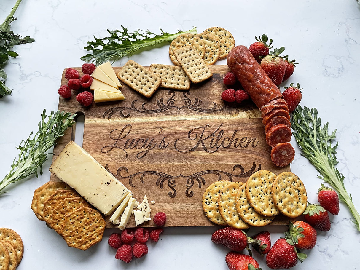 Custom Engraved Wooden Cutting Board Charcuterie Cheese Board Personalized with Custom Text or Message Acacia Wood (10 X 14) R and R Imports