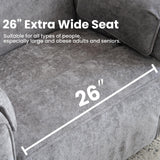 Oversized Power Recliner Chair Swivel Glider with Adjustable Headrest, Swivel Rocking Recliner Chair for Adults, 26" Extra Wide Glider Nursery Chair with Overstuffed Armrest, USB Ports, Grey RUTOX