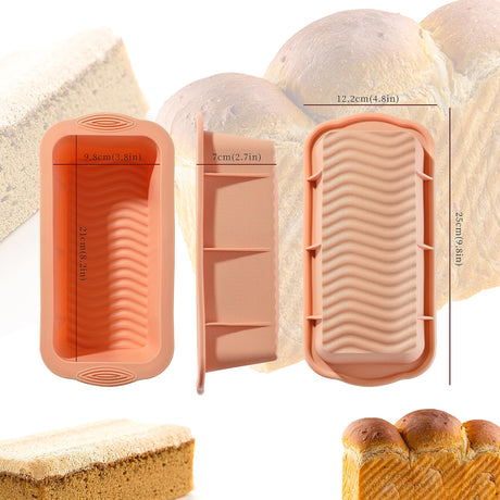 MONGSEW 3PCS Silicone Bread Loaf Pan, Non-Stick Bread Pans for Baking, Easy Release Loaf Pan, Great for Homemade Bread, Cakes, Brownies, Dishwasher Safe (3 Colors, Nesting Design) MONGSEW
