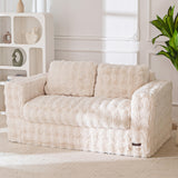 MAXYOYO Loveseat Sofa for Living Room, Small Sofa Couch Tufted Boneless Couch, Comfy Bean Bag Chair for Small Space Bedroom Apartment, No Assembly Needed, Beige MAXYOYO