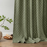 MIULEE Decorative Back Tab Linen Curtains with Geometric Pattern for Living Room Bedroom Farmhouse Rustic Thick Woven Textured Patterned Mudcloth Drapes 84 Inches Long 2 Panels Set, Olive Green MIULEE