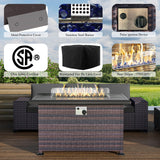 RTDTD Outdoor Patio Furniture Set with Propane Fire Pit Table, 13 Pieces Outdoor Furniture Patio Sectional Sofa Conversation Sets w/ETL Approved 43" Gas Outdoor Fire Table & Coffee Table (Grey) RTDTD
