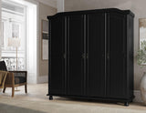 Palace Imports 100% Solid Wood Kyle 4-Door Armoire Wardrobe Closet, Black, 72.25" w x 76.5" h x 22.25" d, Renewable Eco-Friendly Wood, Made in Brazil Palace Imports