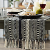 DII Farmhouse Braided Stripe Table Runner Collection, 15x72 (15x77, Fringe Included), Black DII