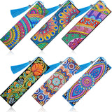 6 Pieces 5D Diamond Bookmark DIY Painting Bookmark Floral Beaded Leather Tassel Bookmarks for DIY Making Arts Crafts Adults Graduation Birthday Embroidery(Classic Style) Zonon
