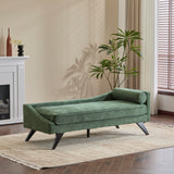 Christopher Knight Home Cagle Upholstered Loveseat Sofa with Splayed Legs, Birch Wood Frame Lounge Chair, Living Room Chaise Lounge Chair Indoor, Soft Lounge Sofa with Rolled Accent Pillow, Green Christopher Knight Home
