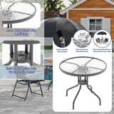GarveeLife Patio Dining Set for 4 With Umbrella, Outdoor Furniture Set With 4 Folding Dining Chairs, Outdoor Table Umbrella Set With Tempered Glass Top Dinings Table GarveeLife