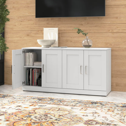 Bush Furniture Hampton Heights 60W Bookshelf with Doors in White, Large Bookcase Cabinet for Home Office or Professional Workspace - WoodArtSupply