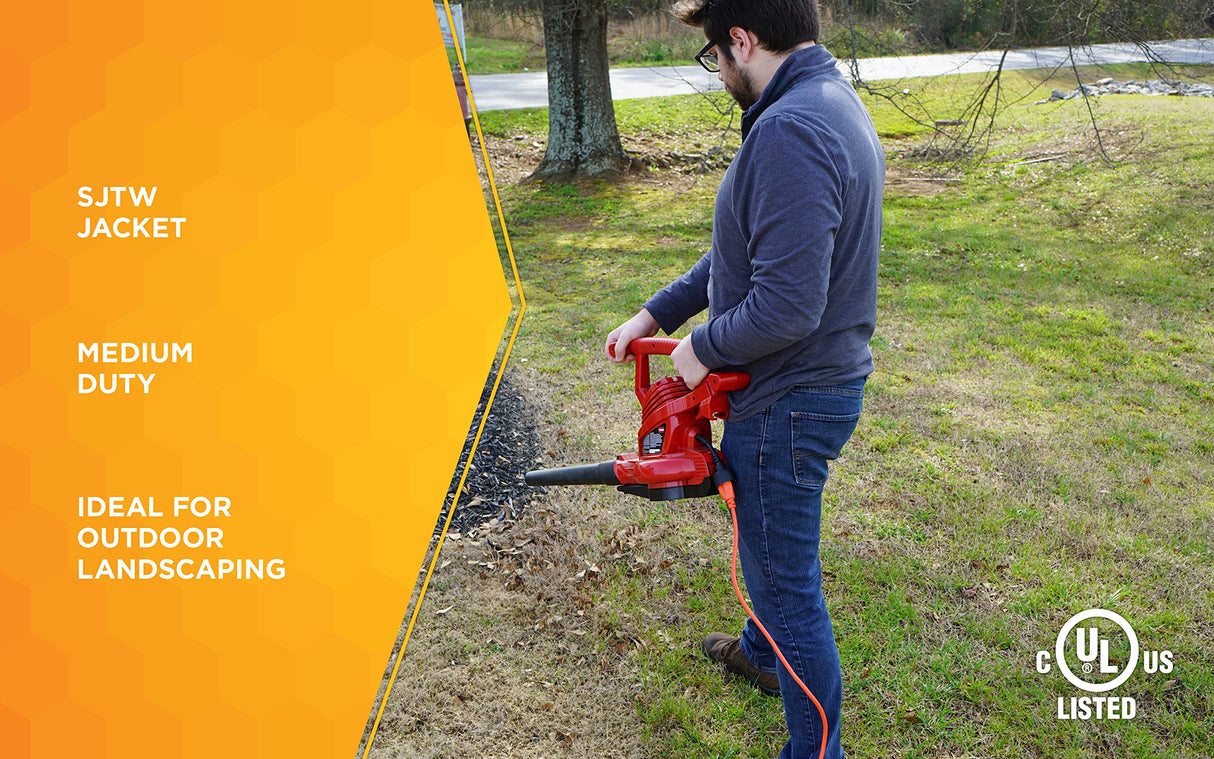 Woods Light Duty Extension Cord, 50Ft, 16 Gauge, 3 Conductor, General Purpose Cord, SJTW, Orange, 0268 Woods