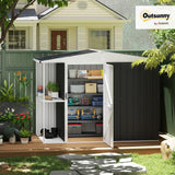 Outsunny 8 x 4ft Outdoor Storage Shed with Lock, 2-Tier Storage Rack, Air Vents, Garden Tool Shed for Backyard, Patio, Lawn, Dark Gray Outsunny