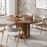 Tribesigns 55.12 Inches Oval Conference Table, Rustic Wood Conference Meeting Room Table for 4-6 People, Small Seminar Table with Polygon Shaped Base for Break Room Office, Large Office Desk, Brown Tribesigns