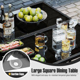 Tangkula 9 Piece Patio Dining Set, Rattan Chairs with Tempered Glass Table & Ottoman, Space Saving Wicker Sectional Conversation Set with Removable Cushions, Outdoor Furniture for Backyard Garden Deck Tangkula