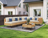 ABCASA Patio Furniture Set, 110" Large 7-Piece Wicker Outdoor Patio Furniture Sets with Coffee Table,Boho Patio Conversation Set Sectional Sofa with All-Weather Cushions for Backyard,Porch,Beige ABCASA