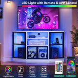 YITAHOME Corner TV Stand for Small Spaces, Corner Entertainment Center with LED Light and Power Outlet, Modern Media Console, TV Cabinet for Living Room, 47 Inch White YITAHOME