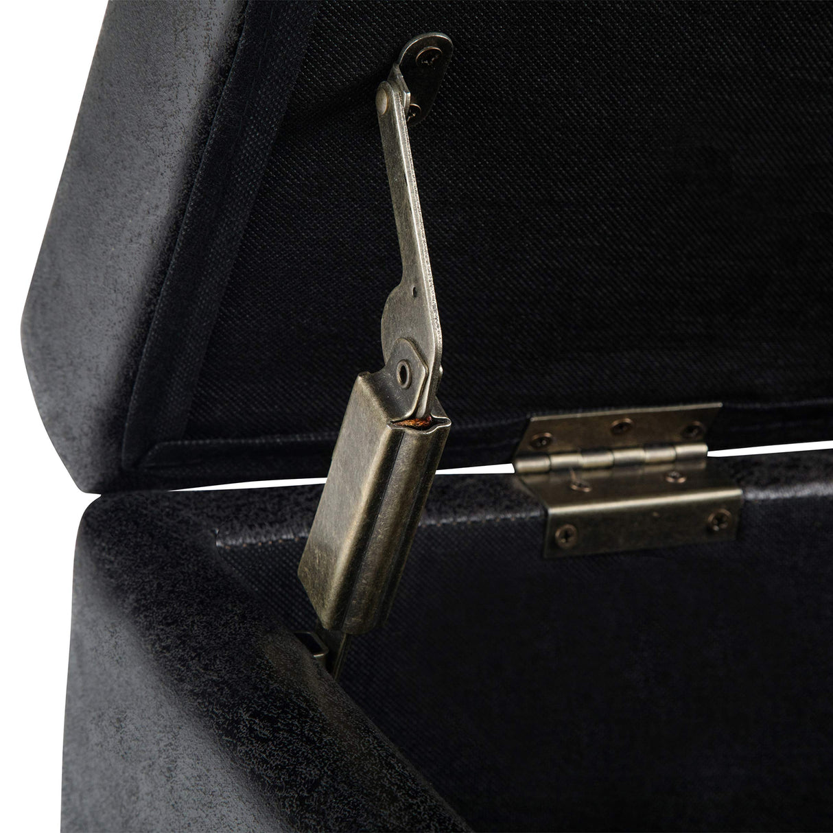 SIMPLIHOME Dover 36 inch Wide Rectangle Lift Top Storage Ottoman Bench in Upholstered Distressed Black Faux Leather, Footrest Stool, Coffee Table for the Living Room, Bedroom and Kids Room SIMPLIHOME