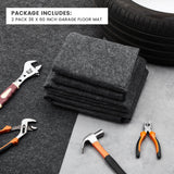 Tinideya 2 Pcs Garage Floor Mat 60 x 32 Inch Oil Spill Mat Waterproof Rubber Mat Rubber Backing Layer Garage Rug Oil Absorbent Pads Garage Carpet for Protects from Spills Drips Stains Splashes, Black Tinideya