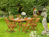 East West Furniture DEBS7CWNA 7-Piece Modern Set-6 Foldable Chairs Ladder Back and Outdoor Coffee Table and Rectangle Top with Wooden 4 Legs-Natural Oil Finish East West Furniture