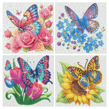 FlyingMage 5D Diamond Art Kits for Adults, Kawaii DIY Painting Art for Women, 4 Pack Cute Diamond Arts and Crafts Sets, Diamond Art Mosaic Kits,Big Gem Full Drill Diamond Dots,Flower Butterfly FlyingMage