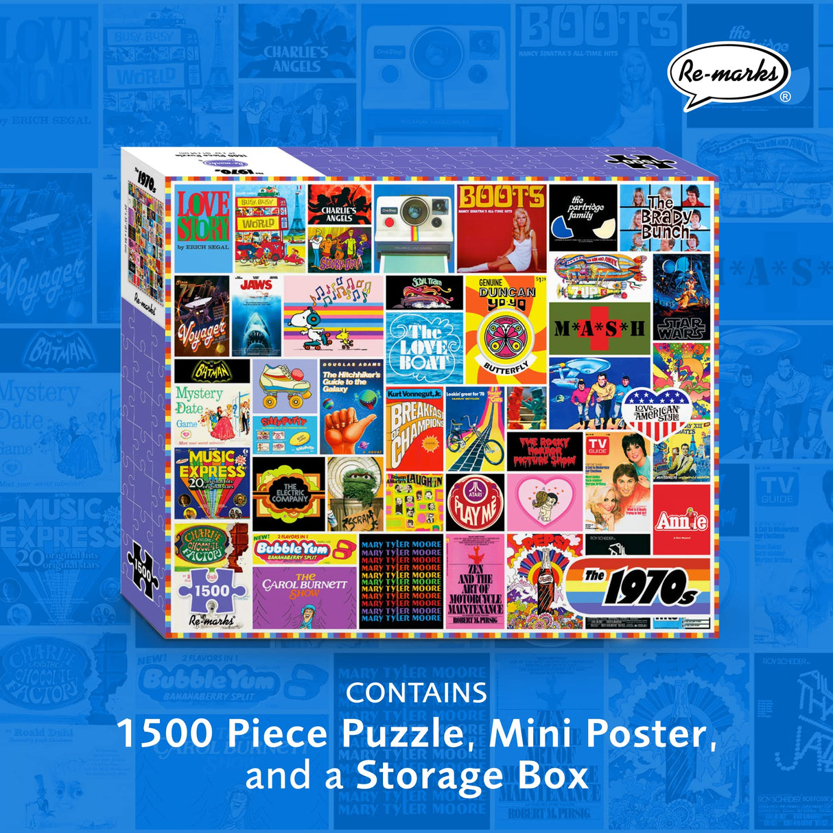 Re-marks 1970s Pop Culture Puzzle, 1500 Pieces for All Ages Re-Marks