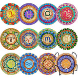 Praise V Do Diamond Painting Coasters Kit with Holder Cork Base, 12Pcs DIY Zodiac Mandela Constellation Coasters Diamond Art Painting Kits for Beginners, Adults DIY Diamond Art Painting Praise V Do